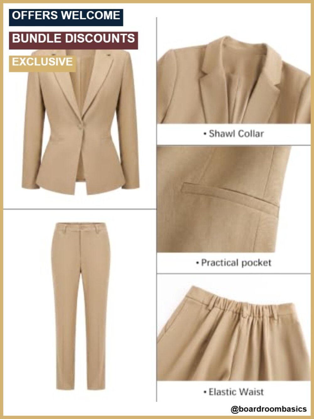 Women's 2 Piece Business Pantsuits Wrinkle Free Outfit - Picture 5 of 6